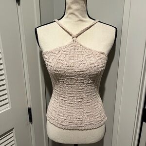 Textured Halter Knit Cami in Light Blush